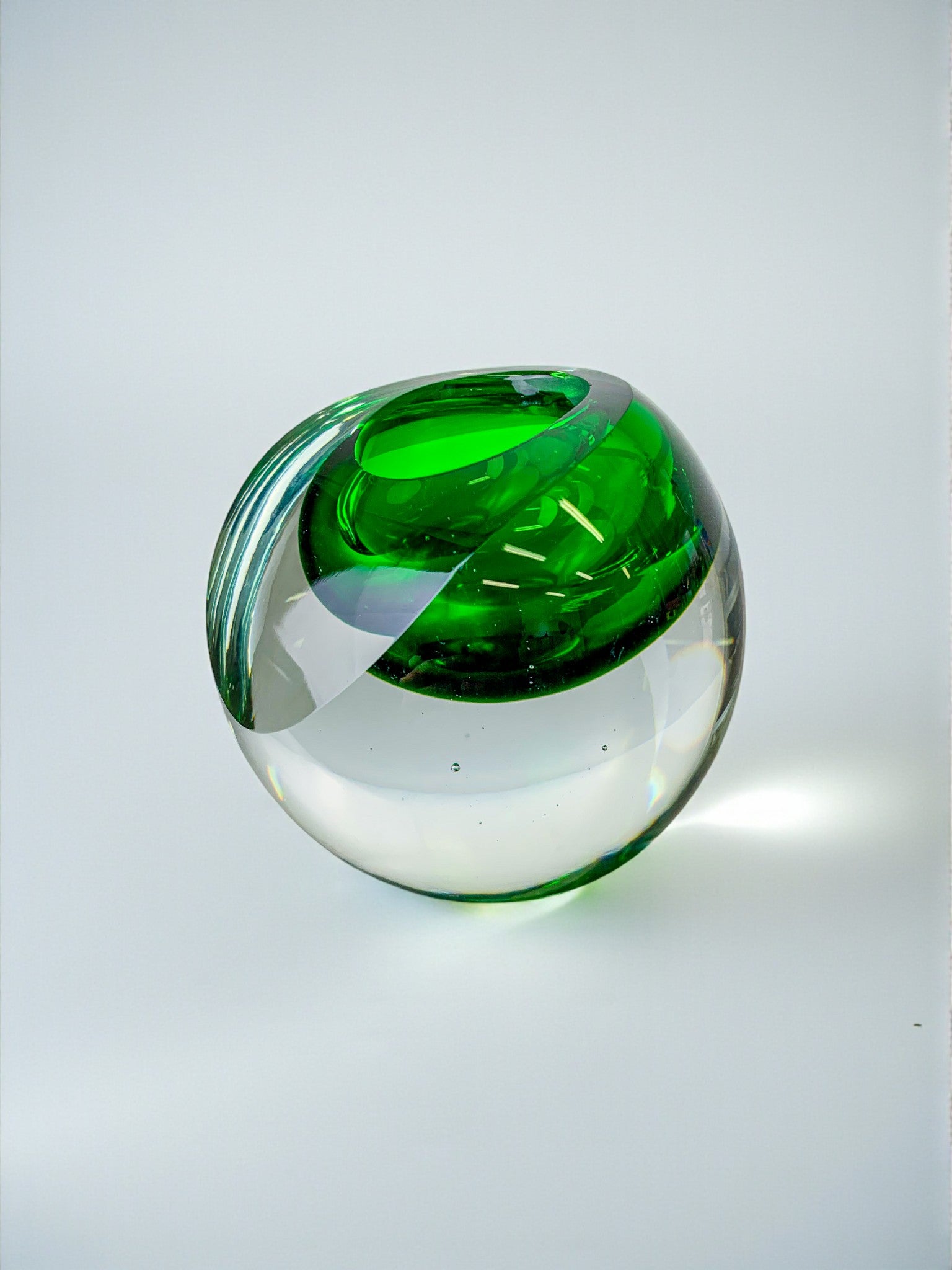 Italian Green Sommerso Candleholder by Seguso, Murano, 1970's