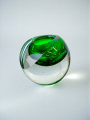 Italian Green Sommerso Candleholder by Seguso, Murano, 1970's