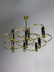 Gaetano Sciolari Geometric Chandelier, 9 Lights, Italy, 1970s