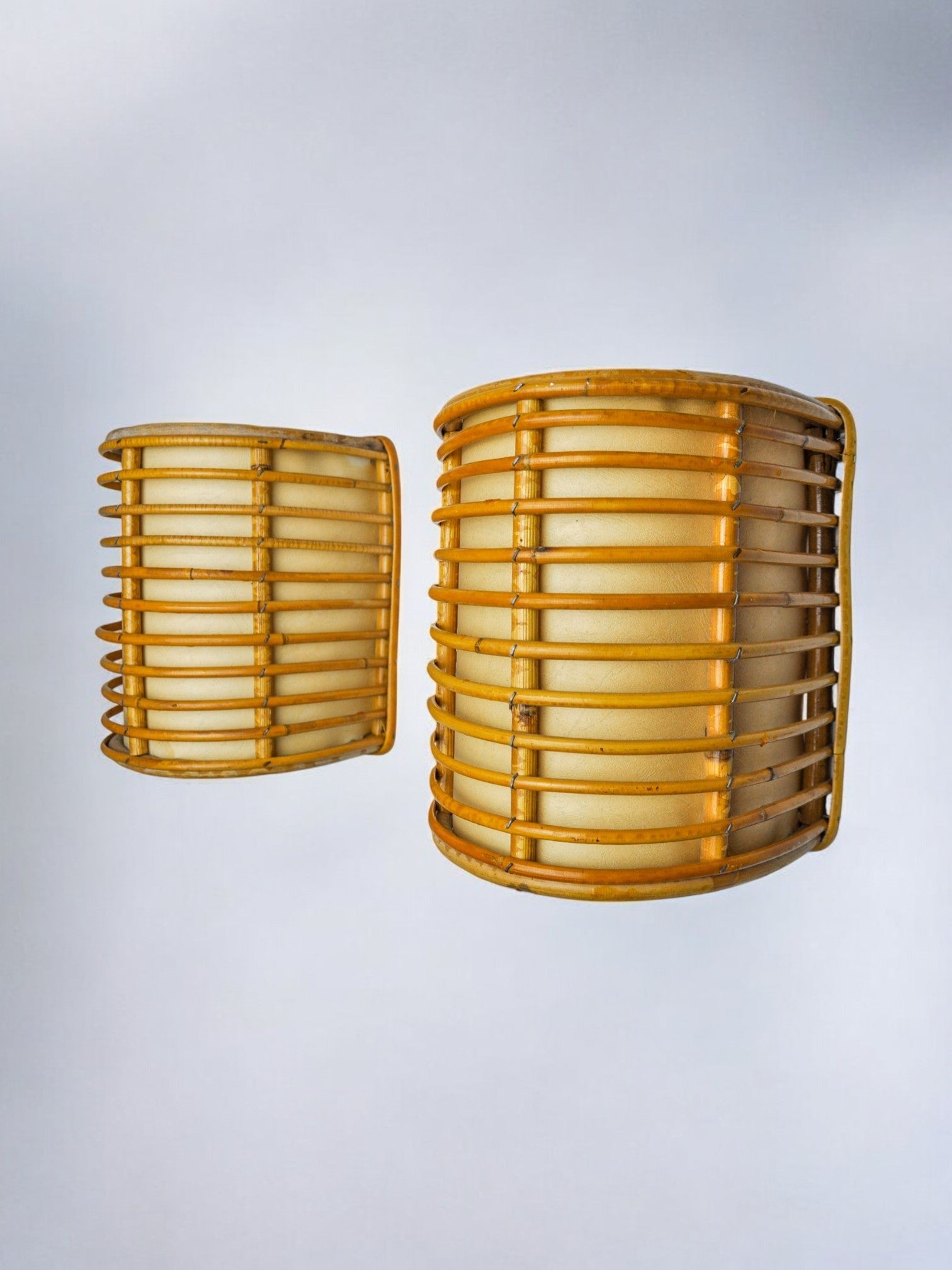Pair of rattan sconces France 1960