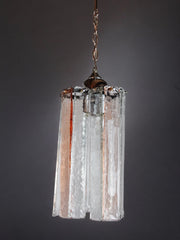 Poliarte chandelier by polished albano, pink and transparent murano glass, italy, 1970
