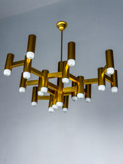 Gaetano Sciolari Geometric Chandelier, 19 lights, Italy, 1970s