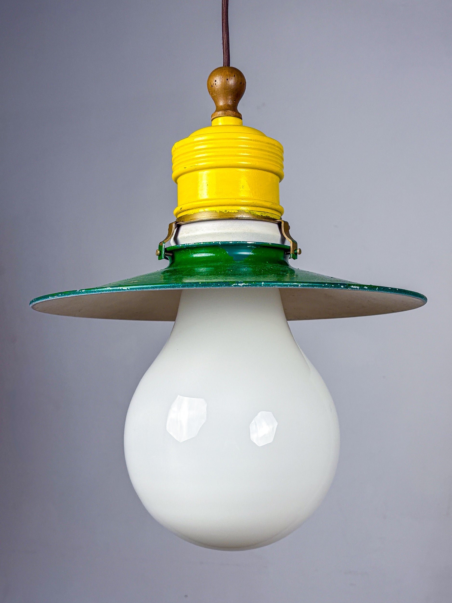 Spanish Metalarte XL "Bulb" Ceiling Pendant, White Opaline Glass, 1970s