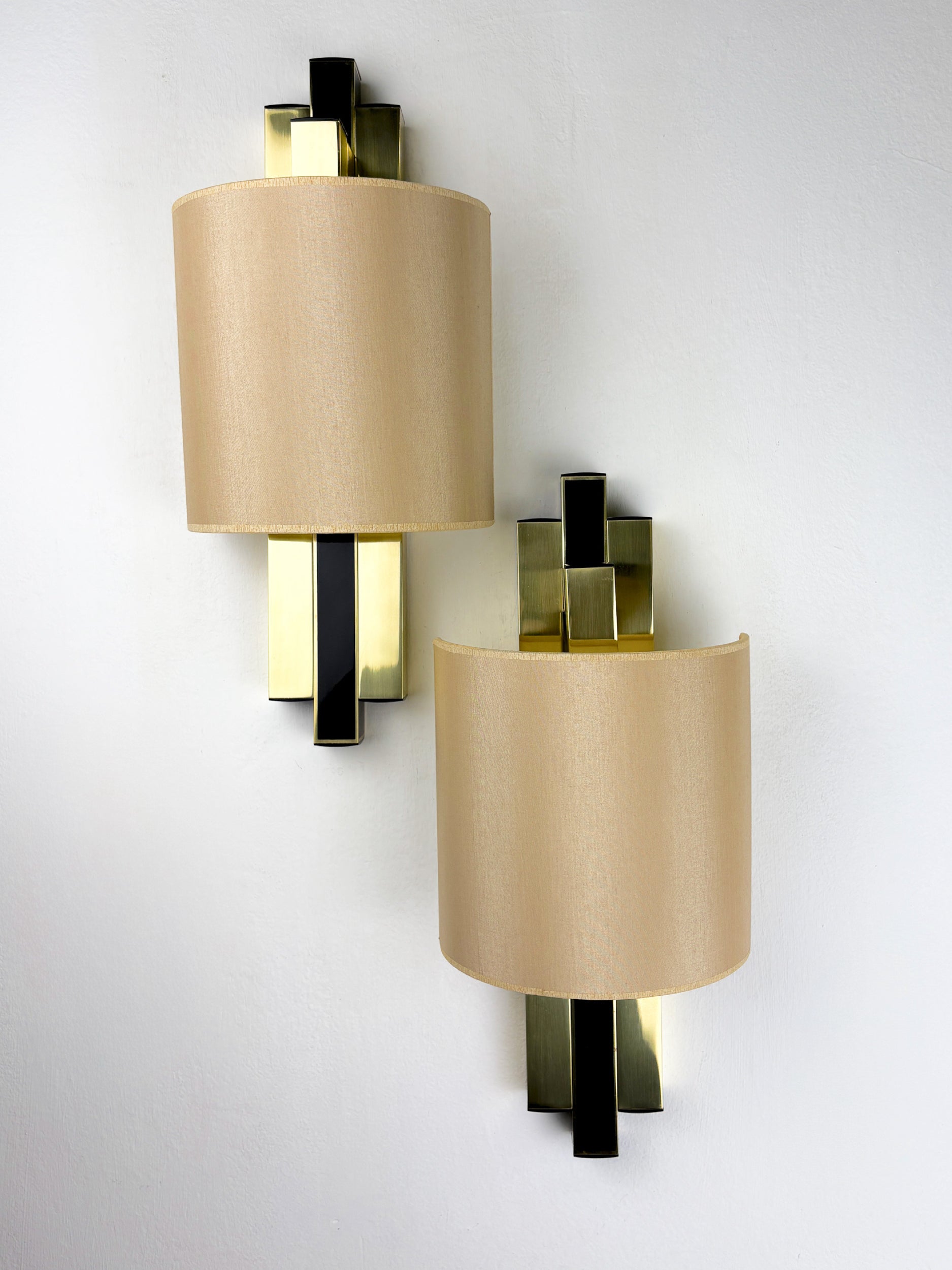 Pair of Geometric Wall lamps by Bd Lumica, Italy, 1970's