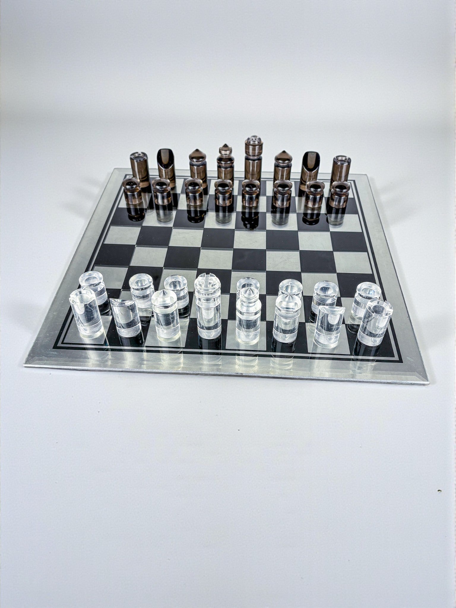 Felice Antonio Botta Acrylic Chessboard and glass board, Italy, 1970s