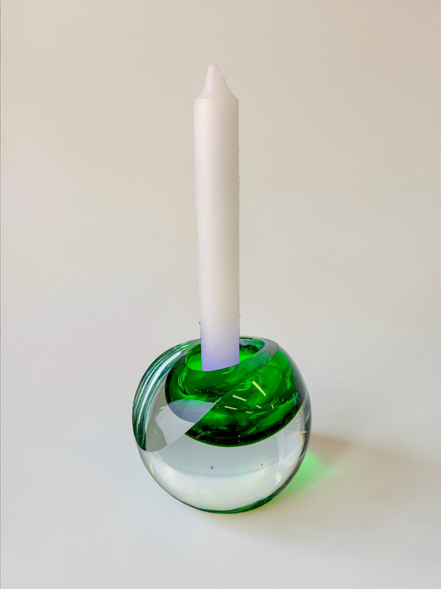 Italian Green Sommerso Candleholder by Seguso, Murano, 1970's