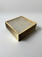 Willy Rizzo Style Ice Effect Lucite Coasters, Set of 6, Italy, circa 1970's