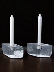 Pair of icicle candlesticks, Murano glass, Italy, 1970