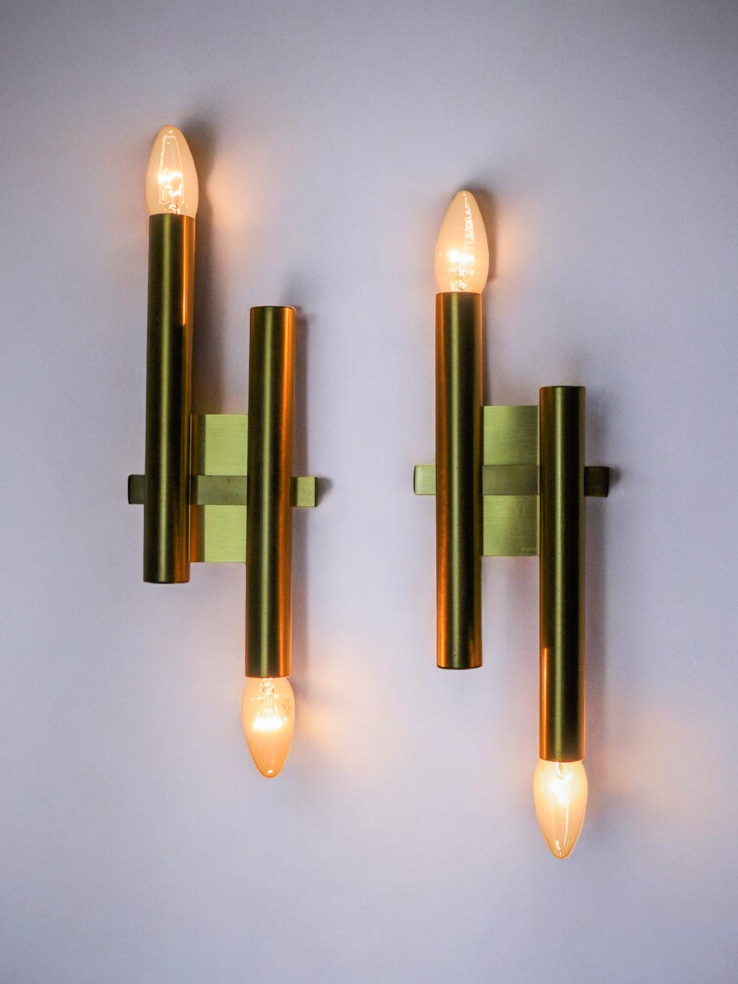 Pair of tubular wall lights from Sciolari, Italy, 1970