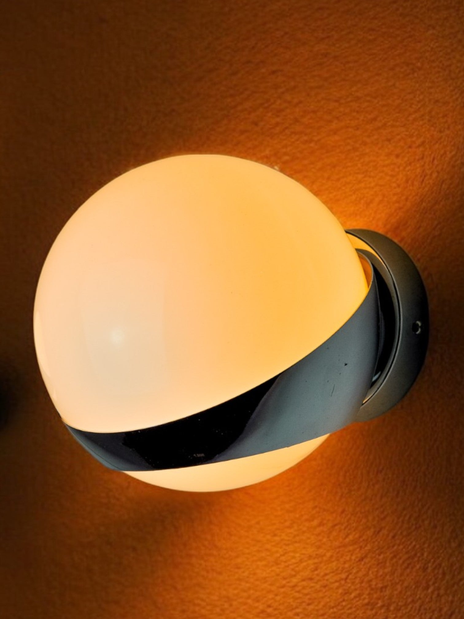 space-age wall lamp by Marca SL, white opaline, Spain