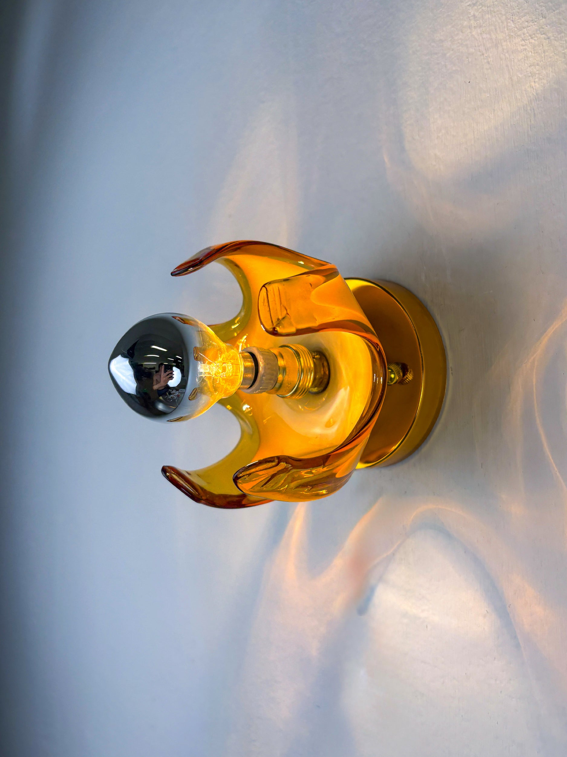 Carlo Nason sconce for Mazzega Murano, Orange murano blown glass Italy, Circa 1970's