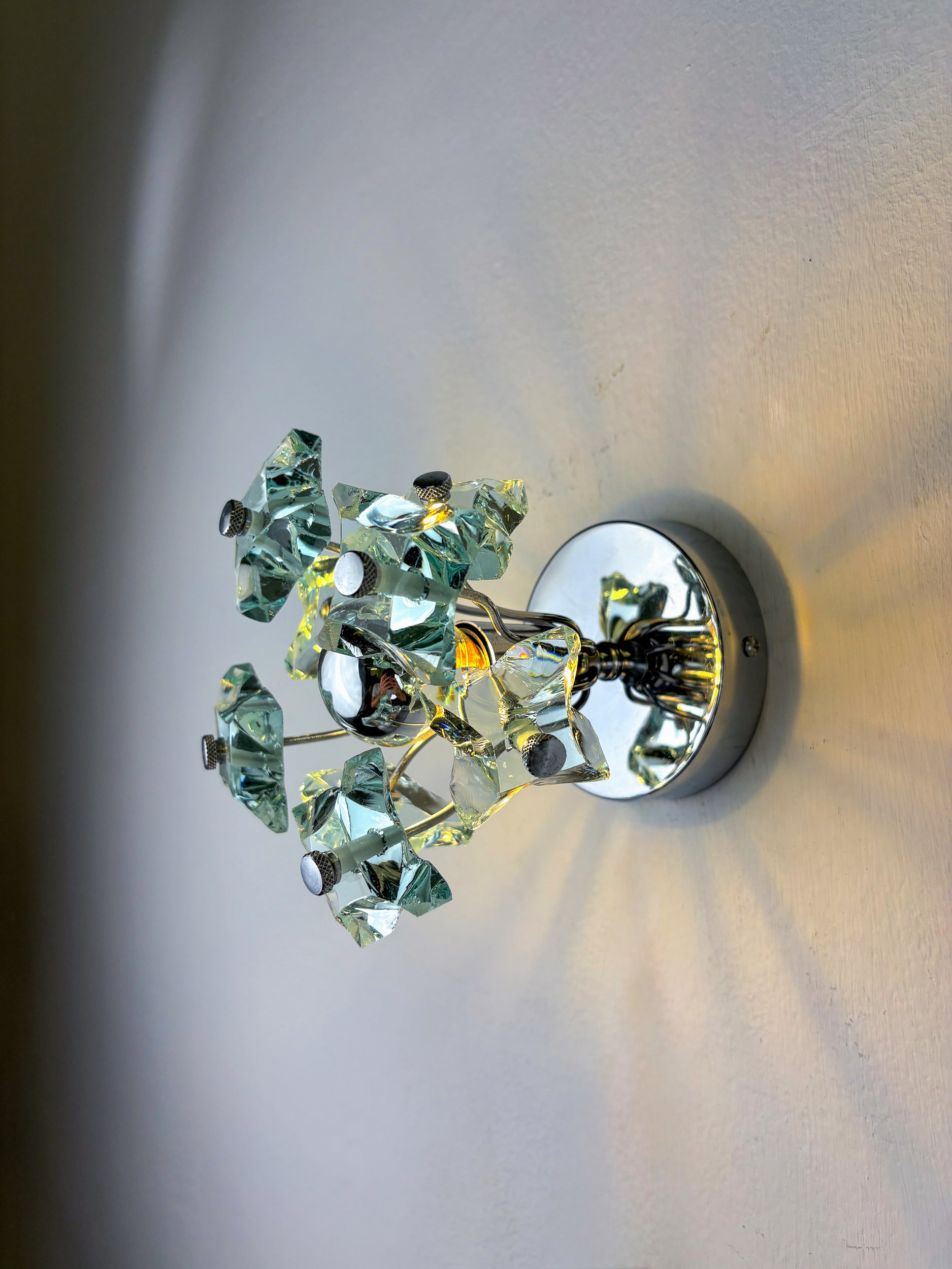 Sputnik Zero Quattro wall sconce by Fontana Arte – Murano Cut Glass, Italy 1970s