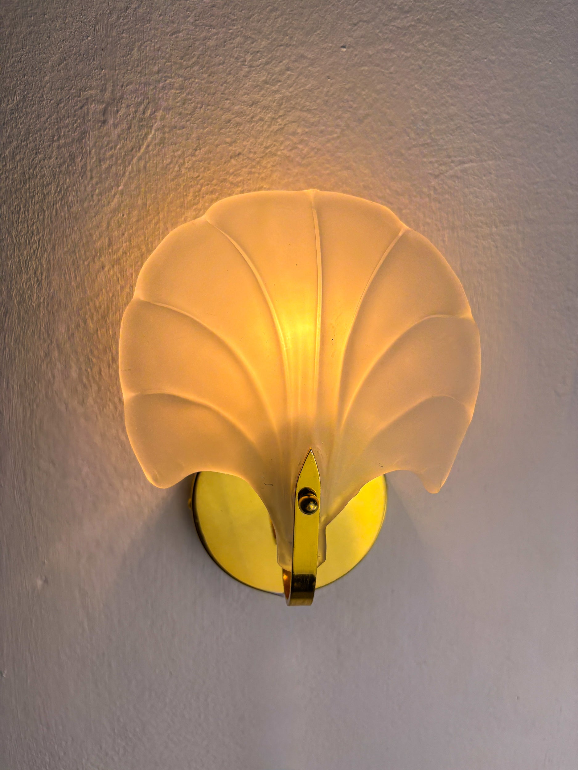 Seashell Wall Sconce, Opaque Glass, Italy, Circa 1980's