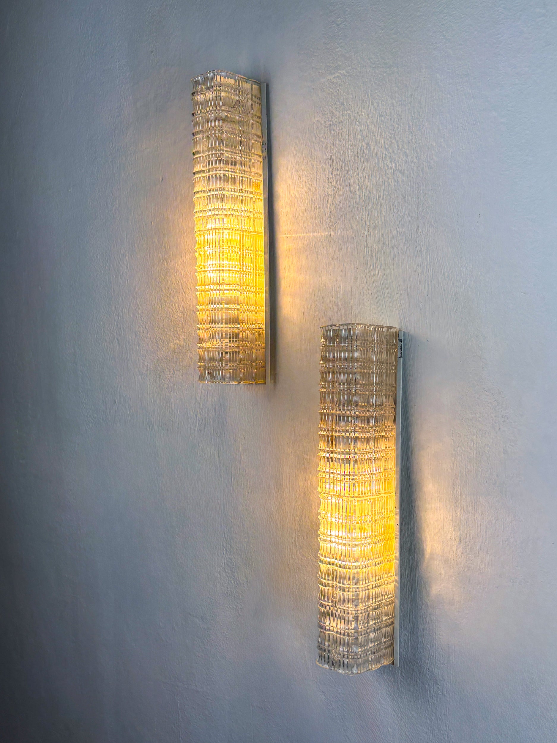 Pair of Lucite Tube Wall Sconces by Geru Leuchten, Frosted effect, Germany 1970s