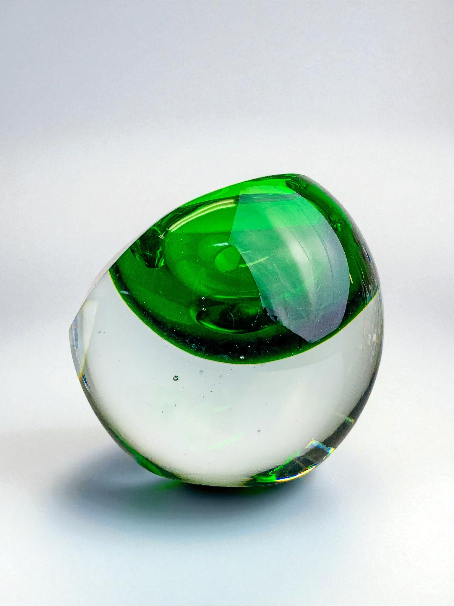 Italian Green Sommerso Candleholder by Seguso, Murano, 1970's
