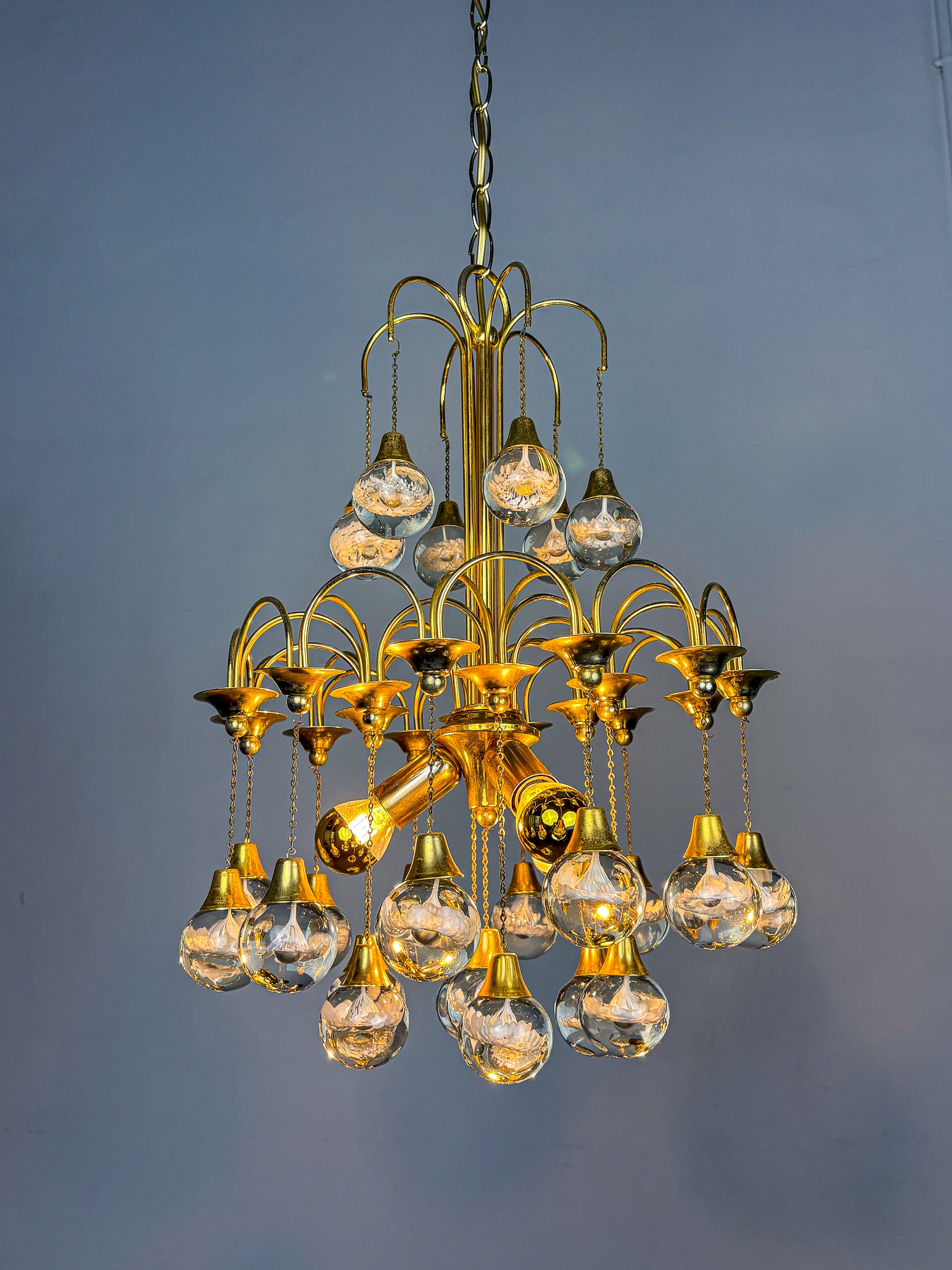 Gaetano Sciolari cascade chandelier for Venini, murano glass drops, italy, Circa 1970's