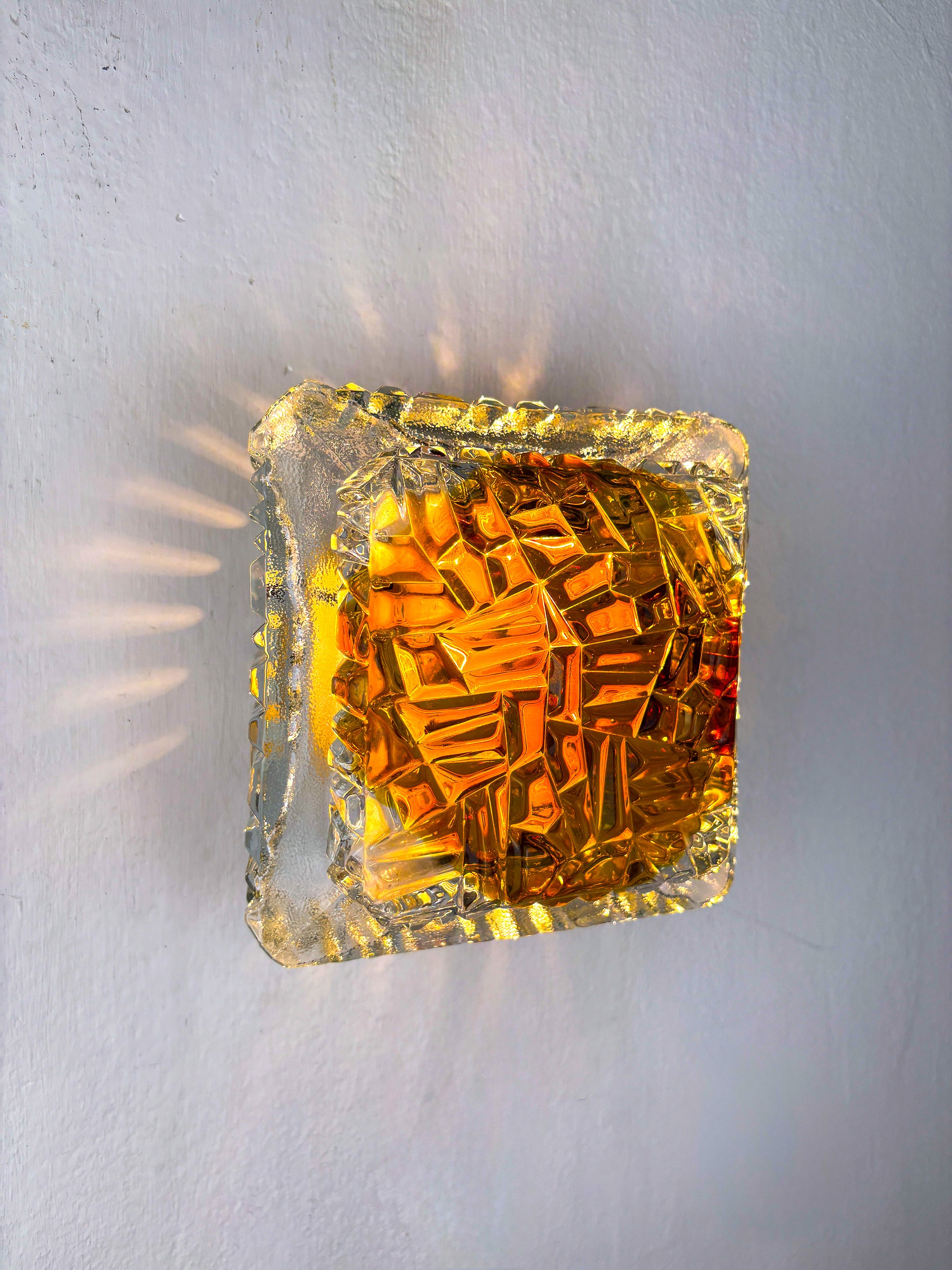 Murano Mazzega Orange Frosted Glass Sconce, Italy, 1970s