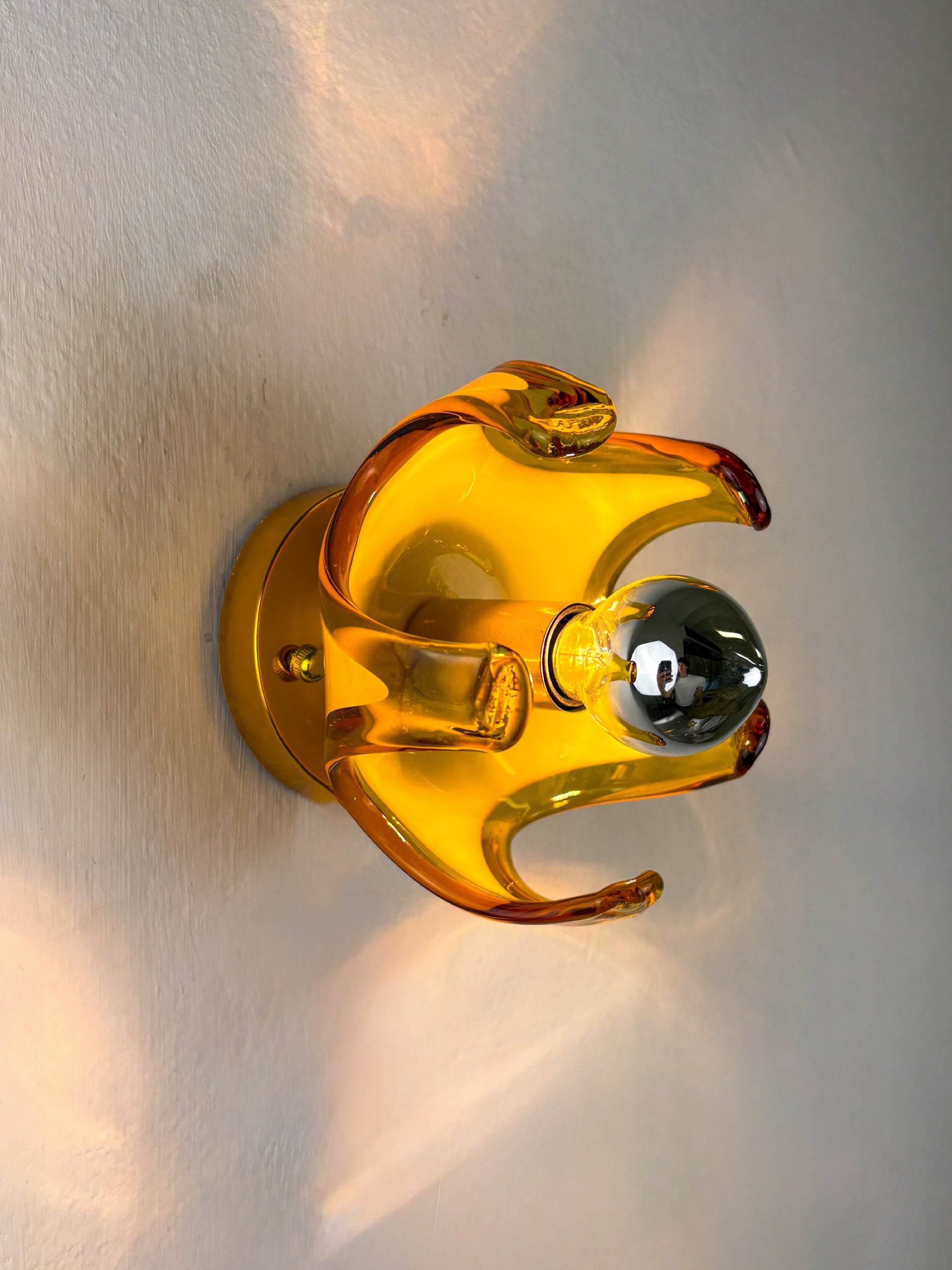 Carlo Nason sconce for Mazzega Murano, Orange murano blown glass Italy, 1970's