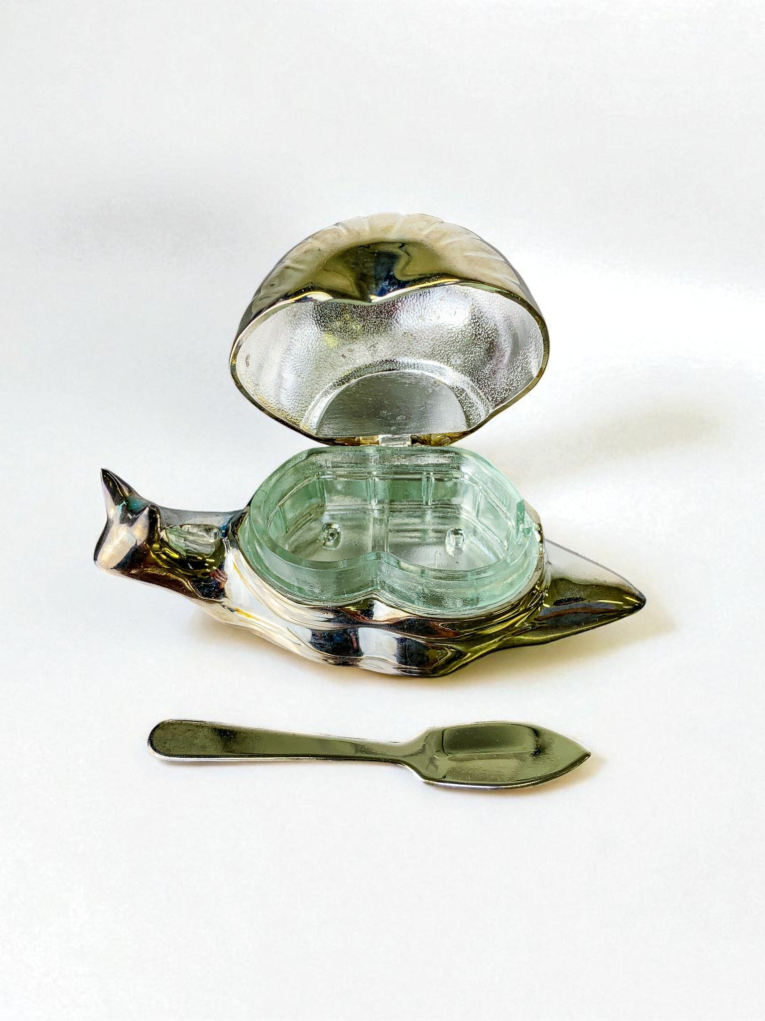 Vintage Italian Snail Butter Dish, Silver-Plated, 1970s