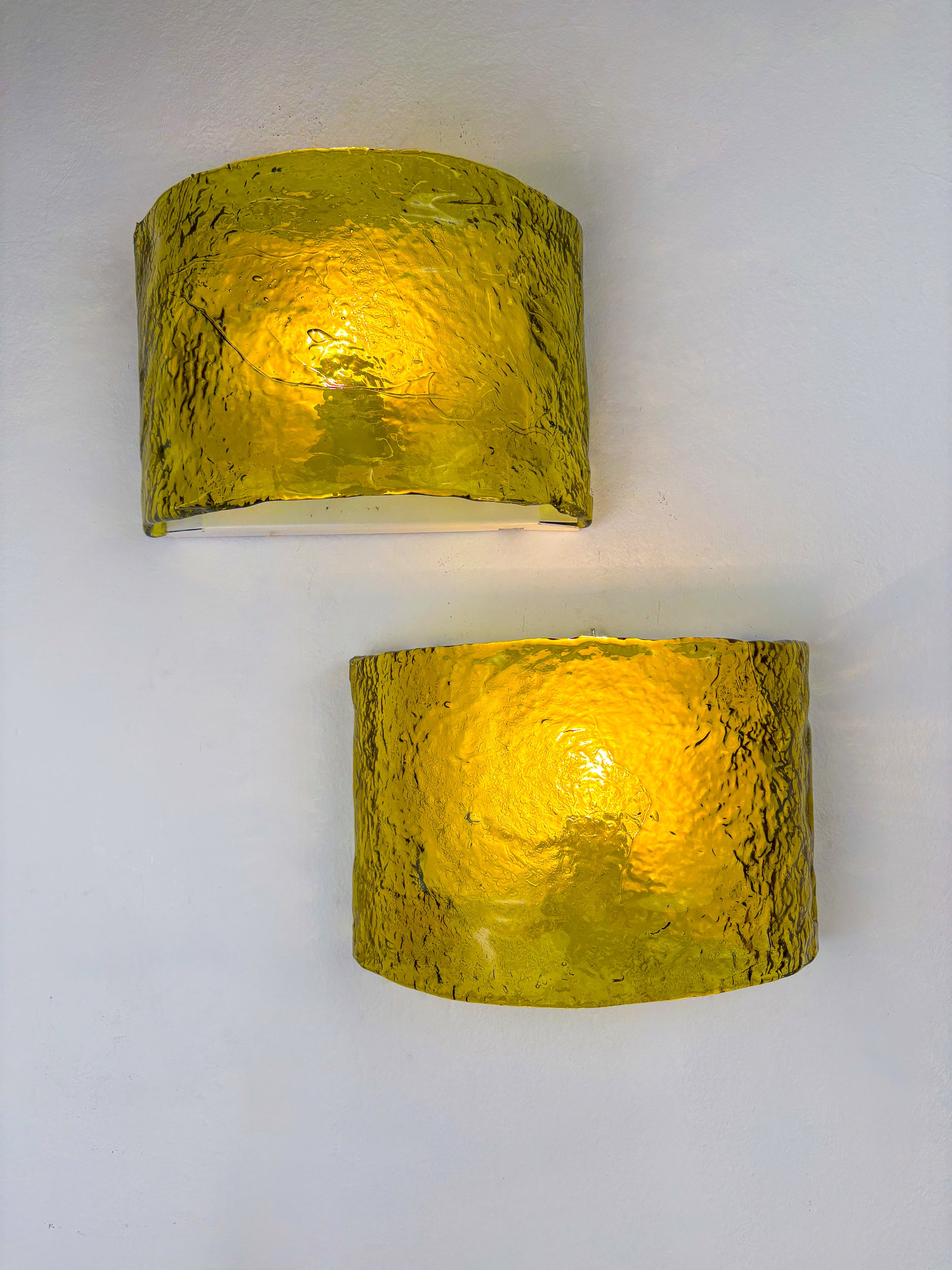 Pair of Carlo Nason for Mazzega Murano Glass Wall Sconces, Italy Circa 1970s