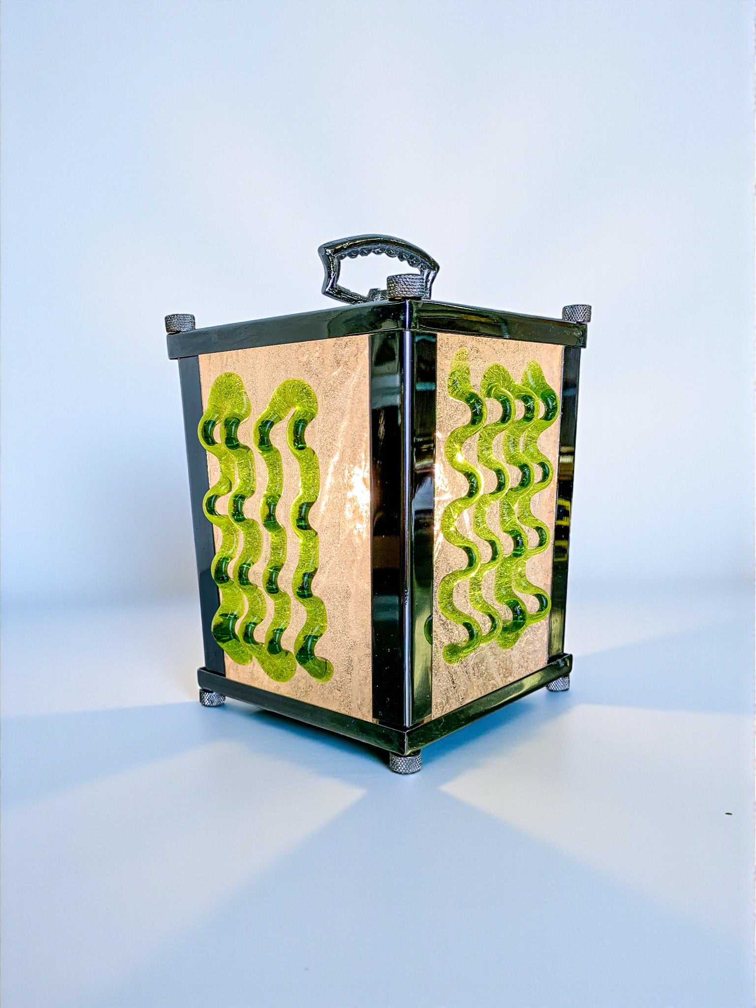Midcentury Albano Poli Green murano glass table lamp for Poliarte, Italy, 1960's
