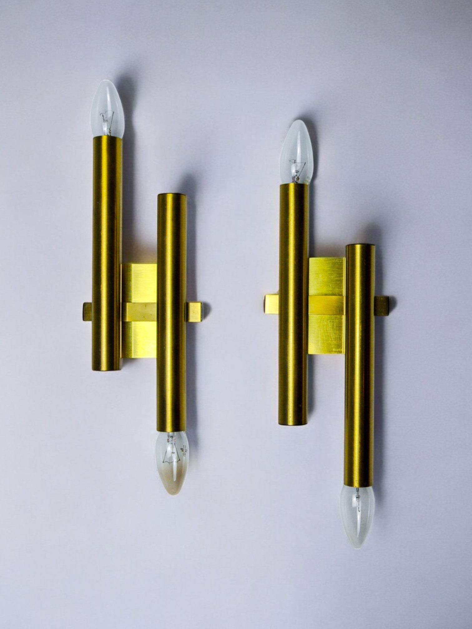 Pair of tubular wall lights from Sciolari, Italy, 1970