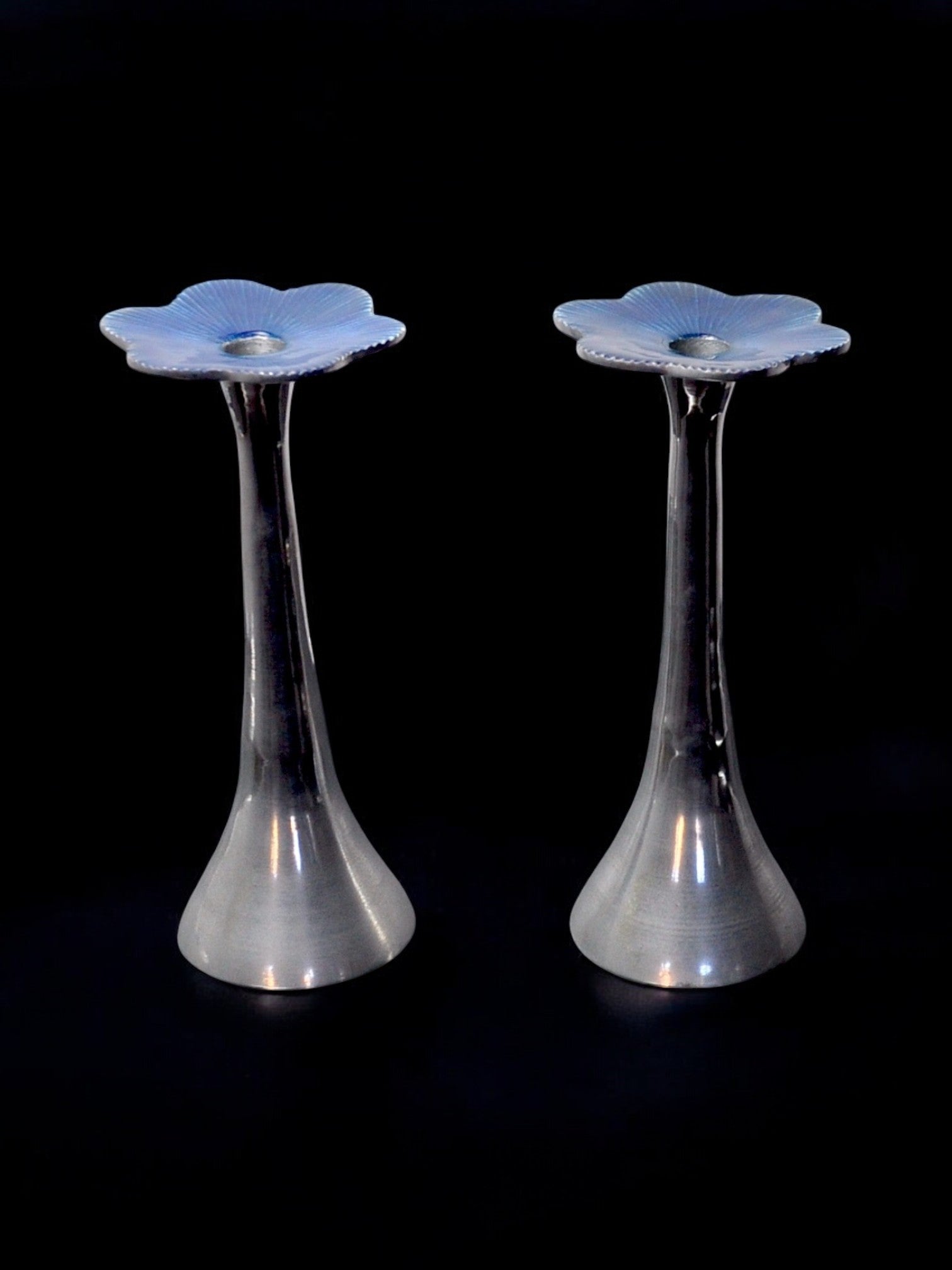 Pair of floral brutalist candlesticks by david marshall, 1980, spain