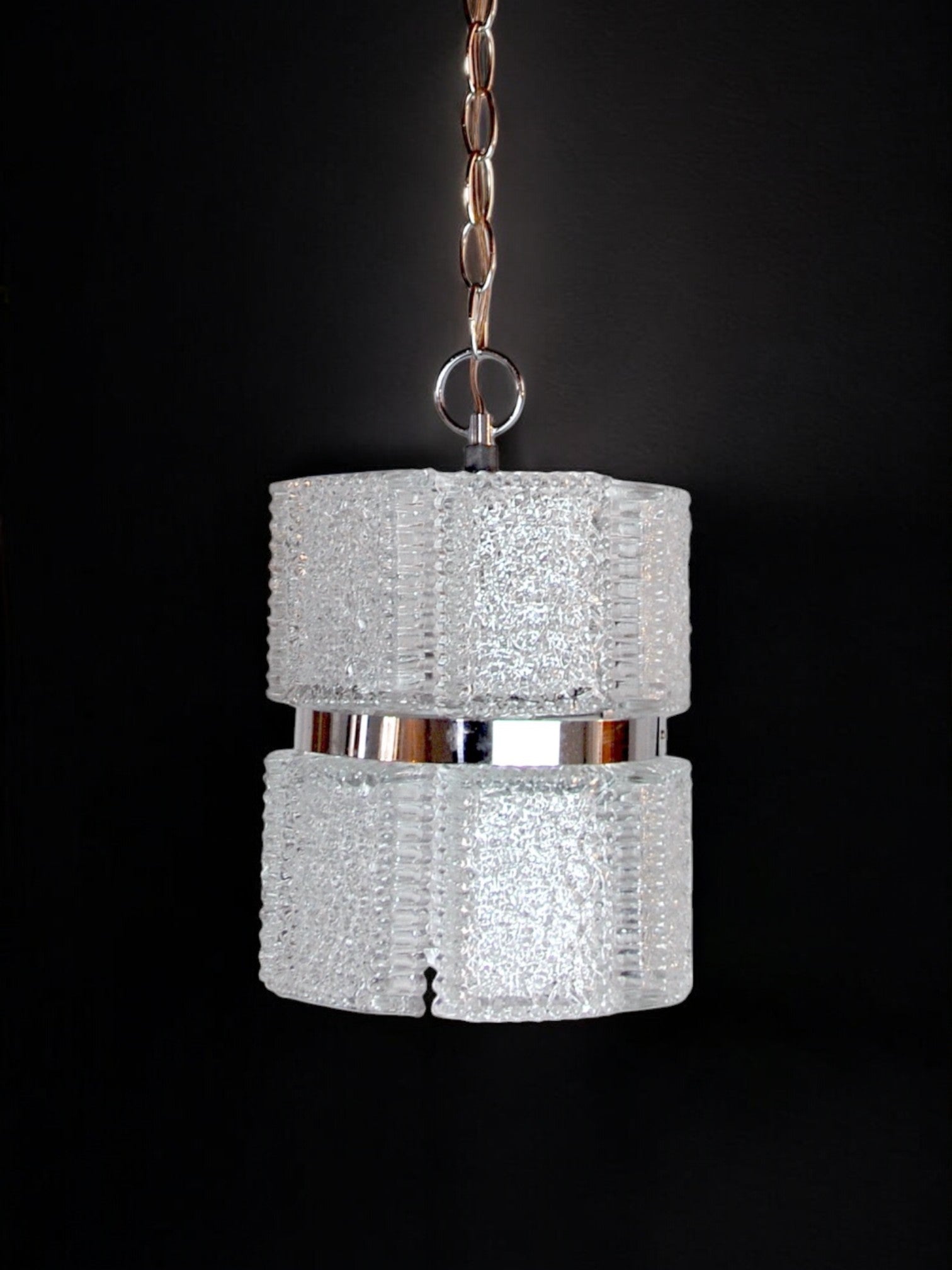 Chandelier by Kaiser Leuchten in frosted glass Germany 1960