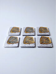 Set of 6 brutalist coasters by Art3, bronze & aluminium, 1970