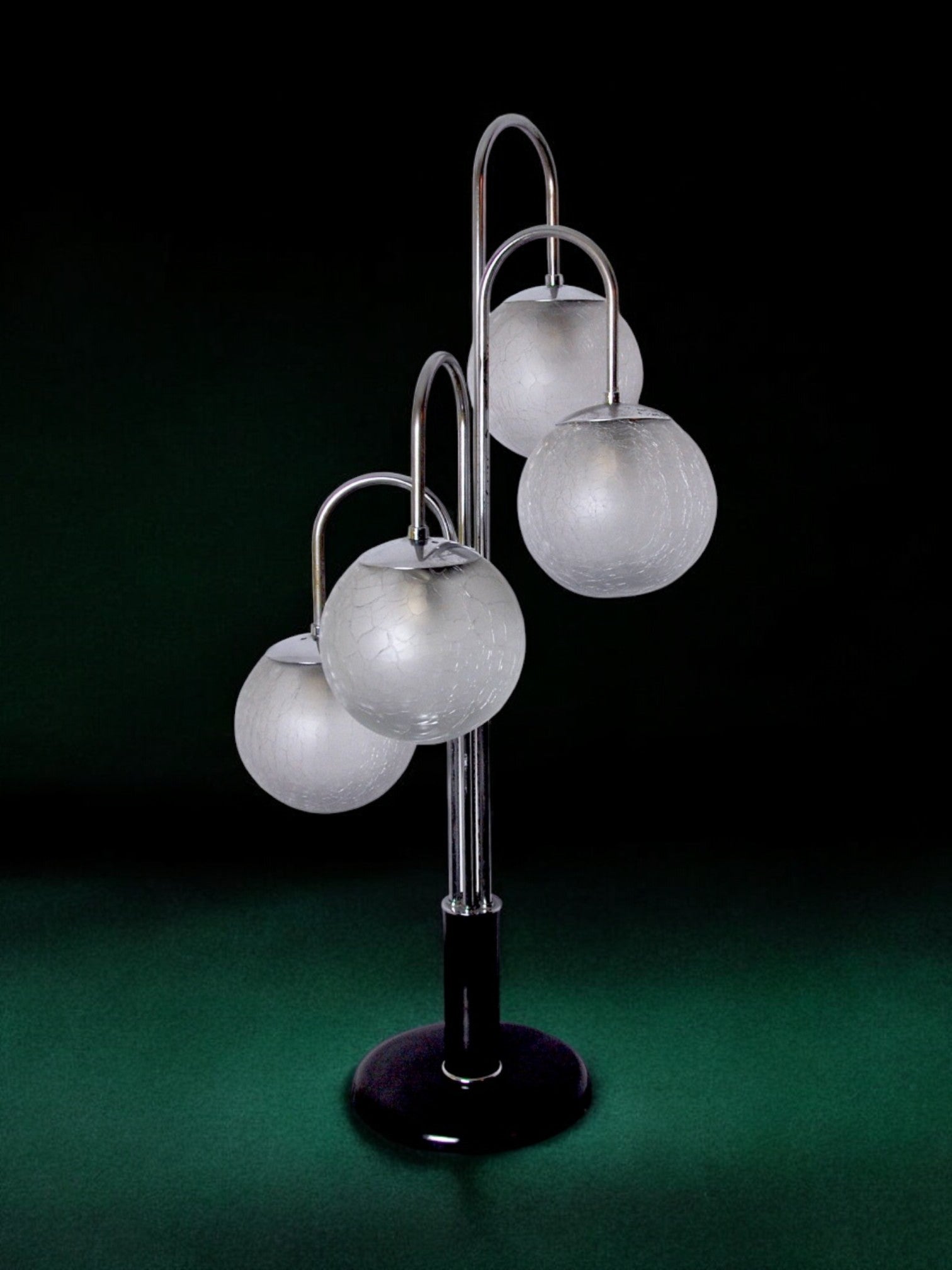 Art-Deco chrome lamp with 4 globes, 1960