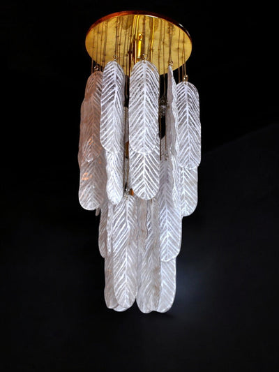 Mazzega floral cascade ceiling light, Murano frozen glass, Italy, 1970