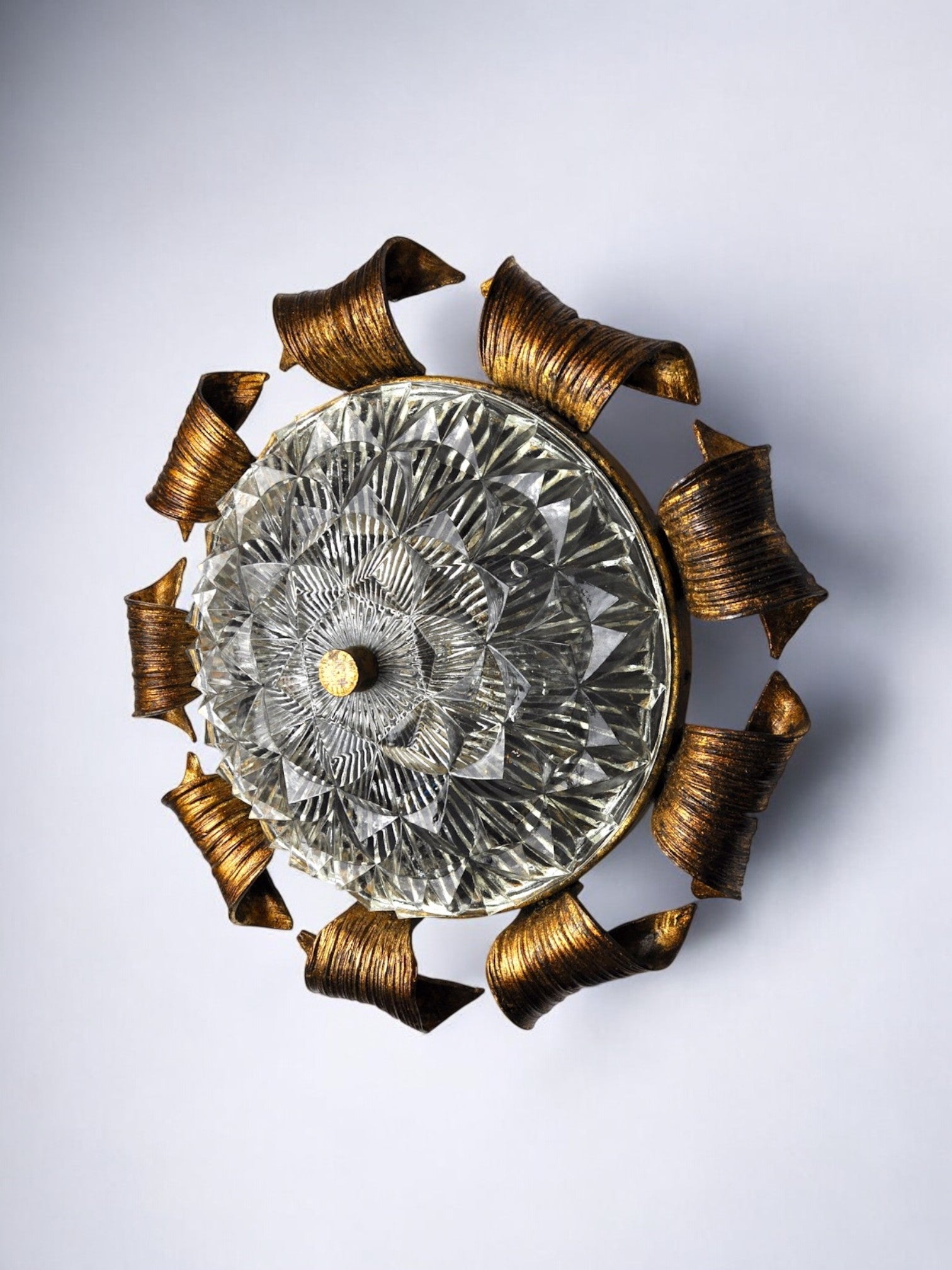 Sun wall lamp, gold leaf, Murano glass, Italy, 1960