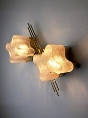 Gaetano Sciolari for lightolier sconce, Murano frosted glass, Italy 1970