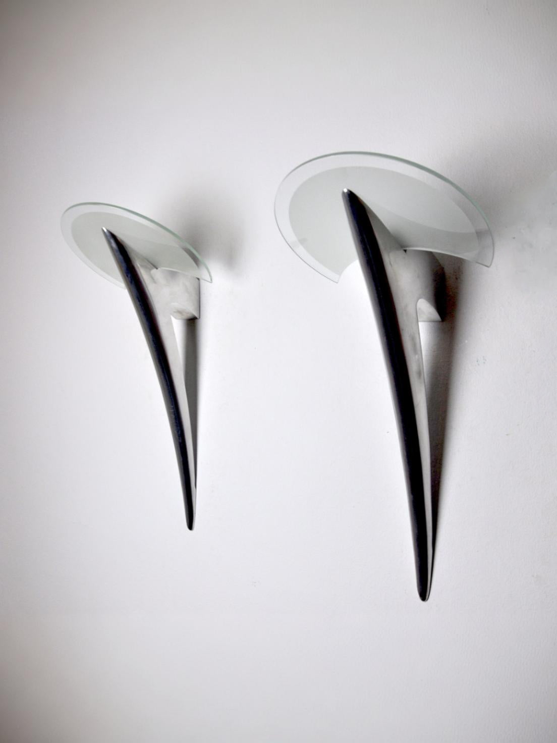 Pair of "Alien" Wall Sconces by Taller Uno, Spain, Circa 1970s