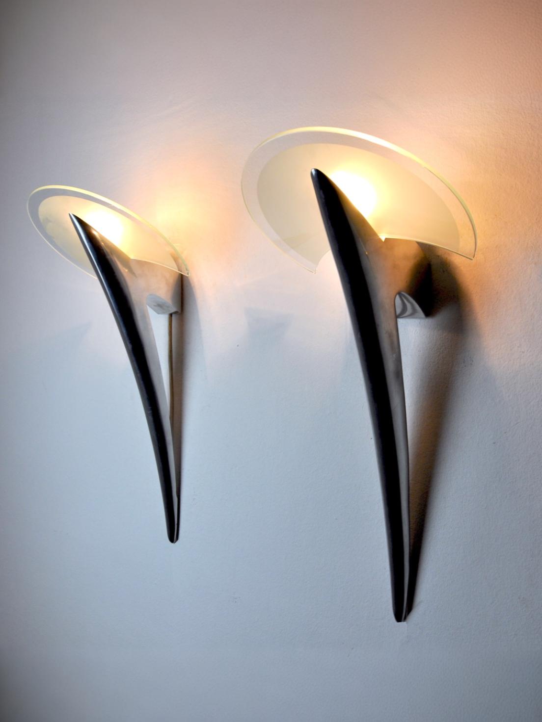 Pair of "Alien" Wall Sconces by Taller Uno, Spain, Circa 1970s