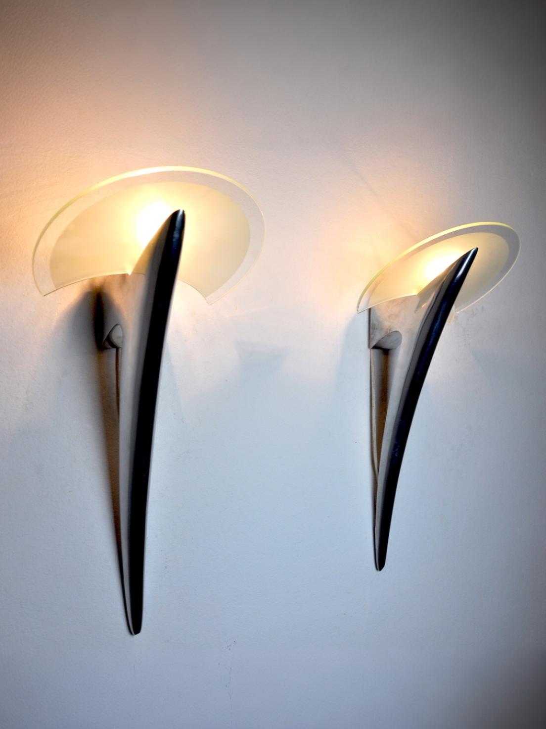 Pair of "Alien" Wall Sconces by Taller Uno, Spain, Circa 1970s