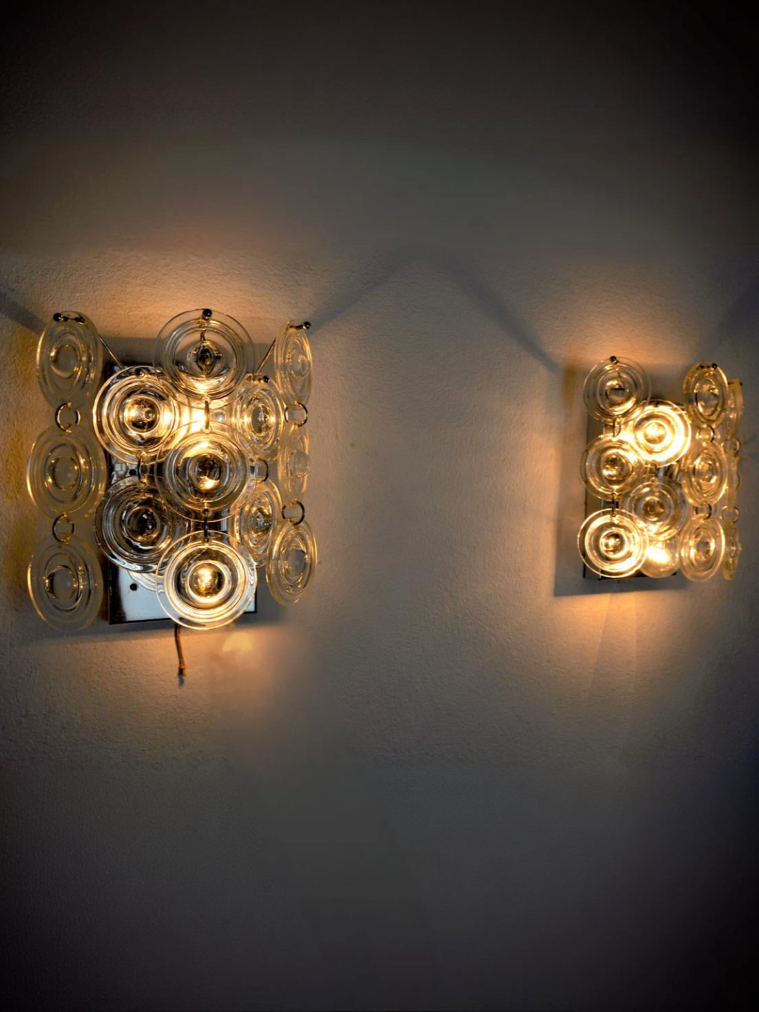 Pair of oscar torlasco sconces, murano glass, italy, 1970
