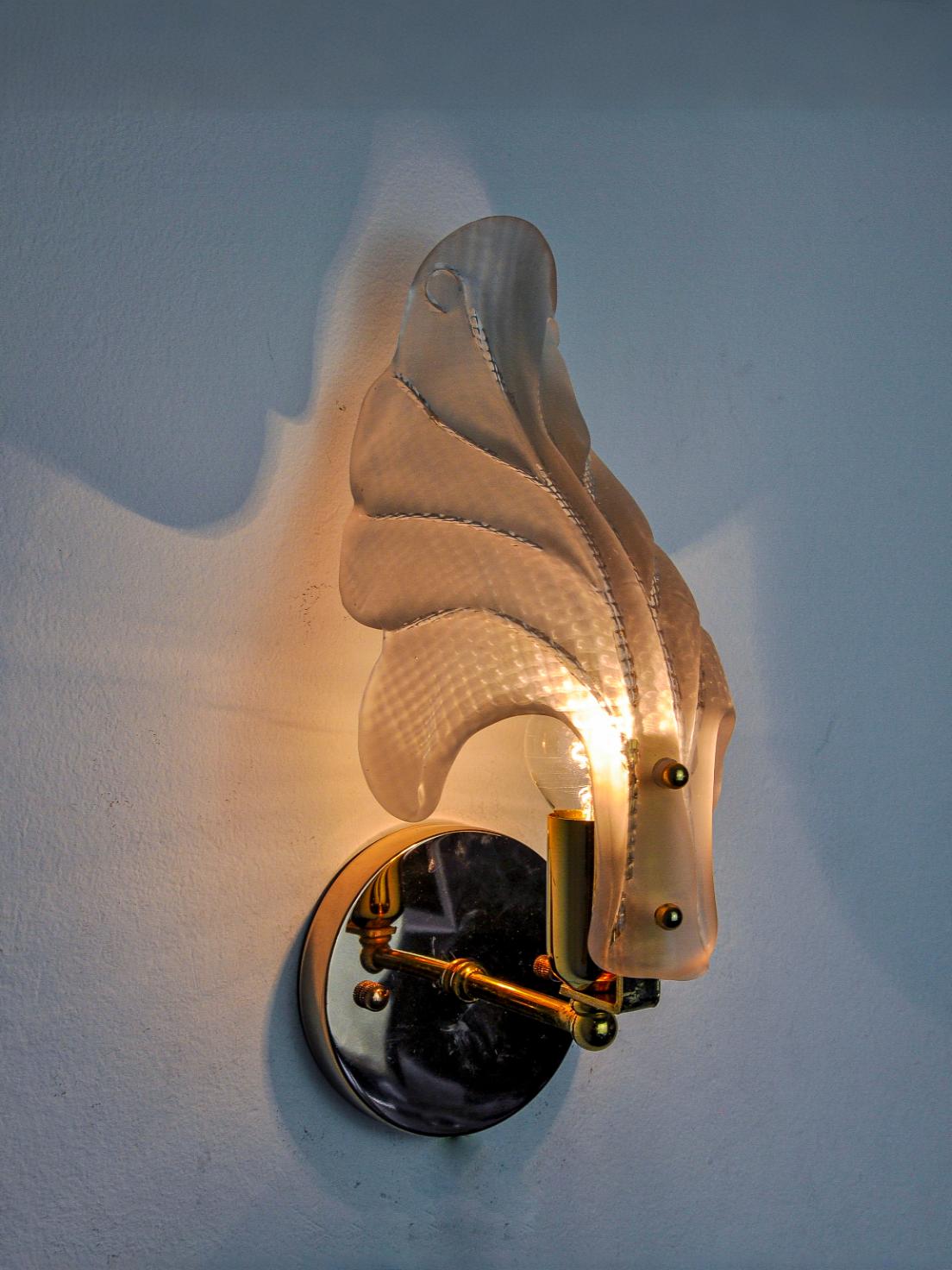 Leaf" wall lamp by Carl Fagerlund, Murano glass, Germany, 1970