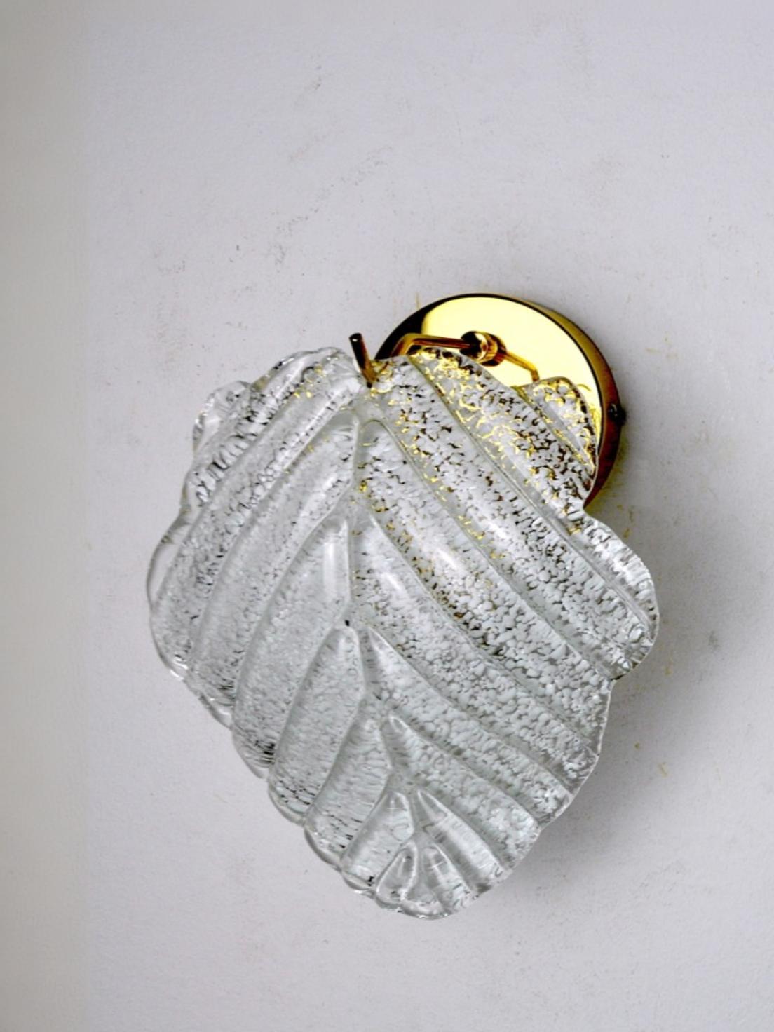 Pair of "Leaf" sconces by Murano Mazzega Italy, 1970