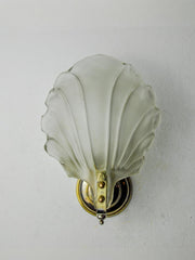 Art Deco Shell Wall Sconce – Amber Frosted Glass, France 1970s