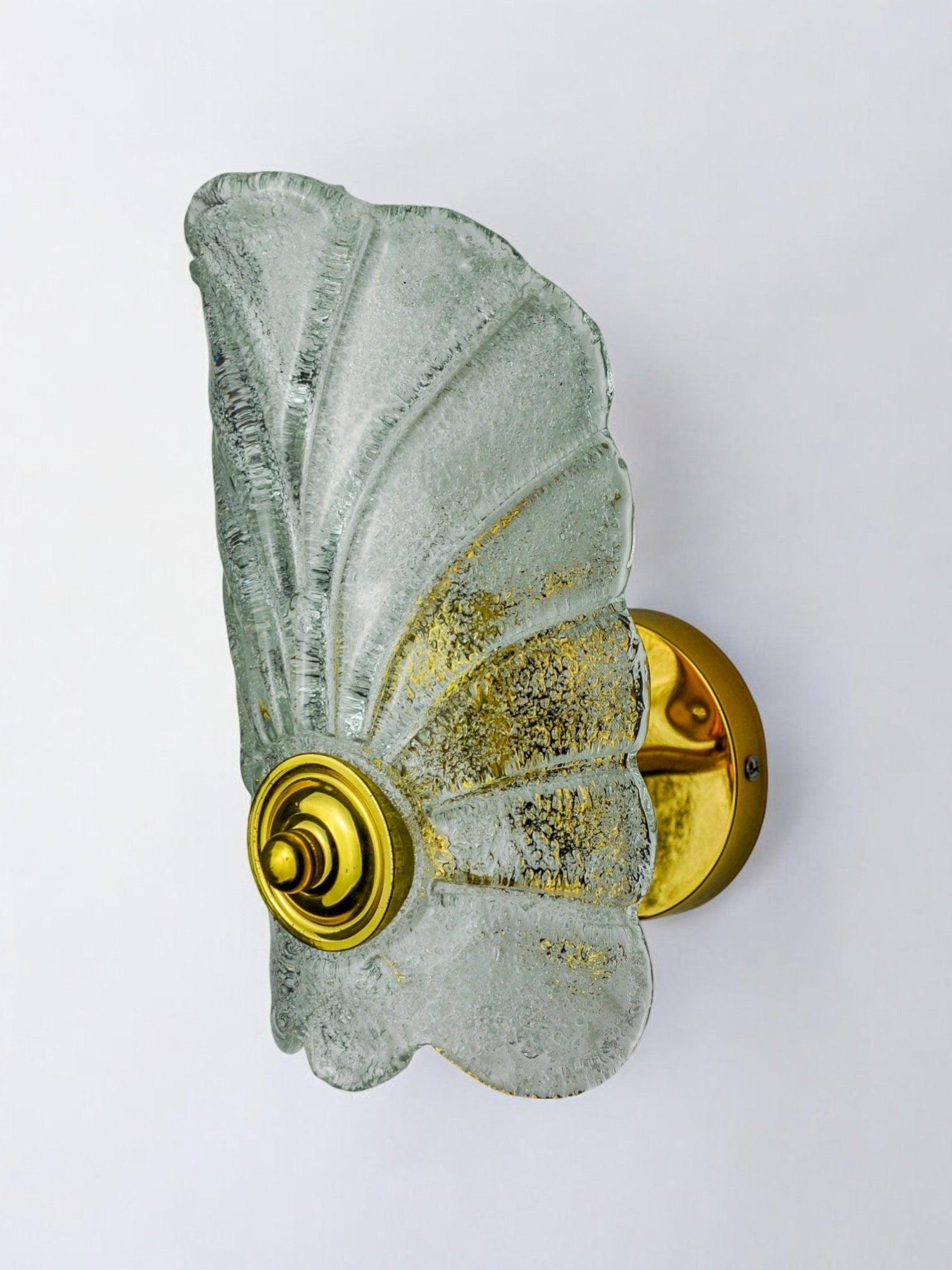 Frosted leaf wall lamp, murano glass, italy, 1970
