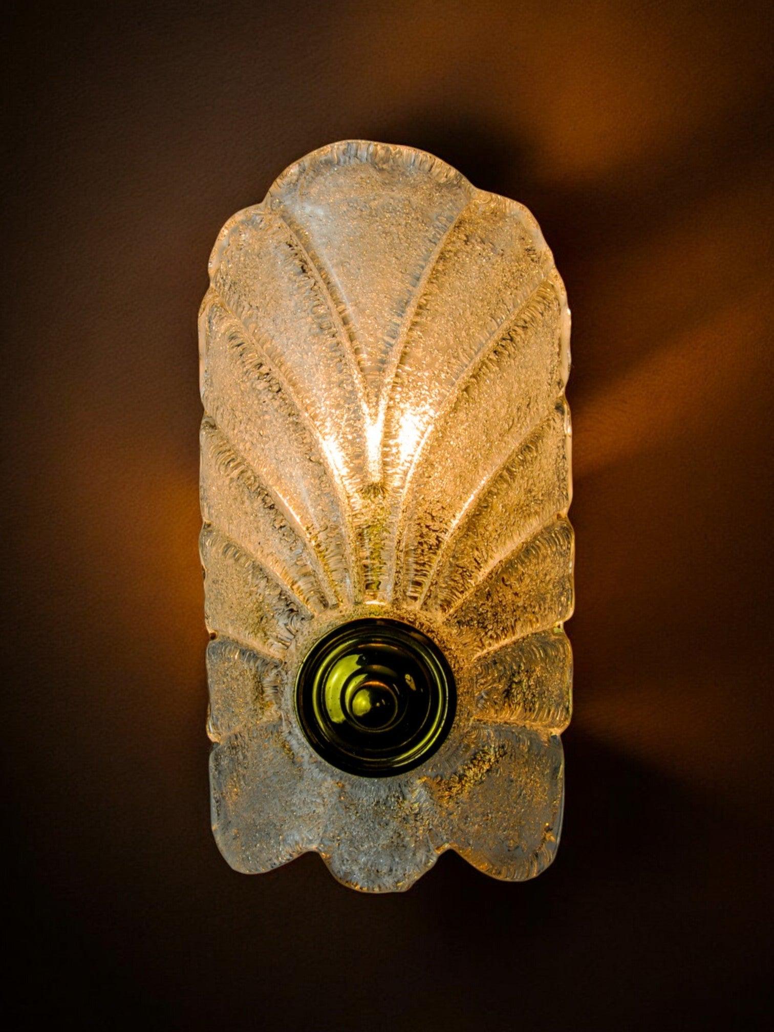 Frosted leaf wall lamp, murano glass, italy, 1970