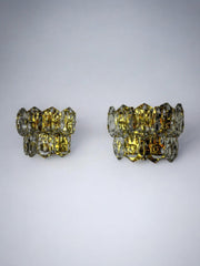 Pair of kinkeldey wall lamps, 2 levels, cut crystals germany, 1970