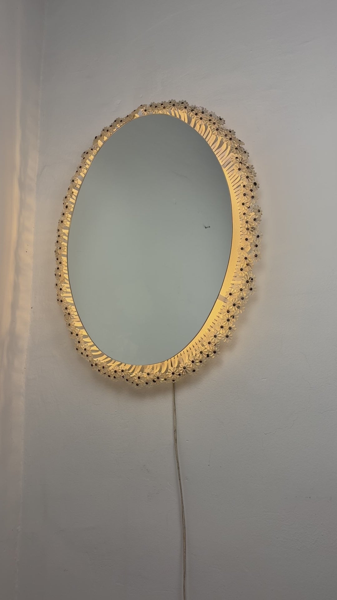 Load video: Large Emil Stejnar Floral Glass Mirror for Rupert Nikoll, Austria, 1950s