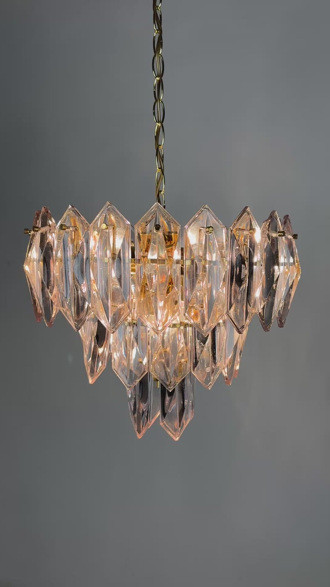 Load video: JT Kalmar chandelier, cut glass, 3 levels, Austria, 1970's