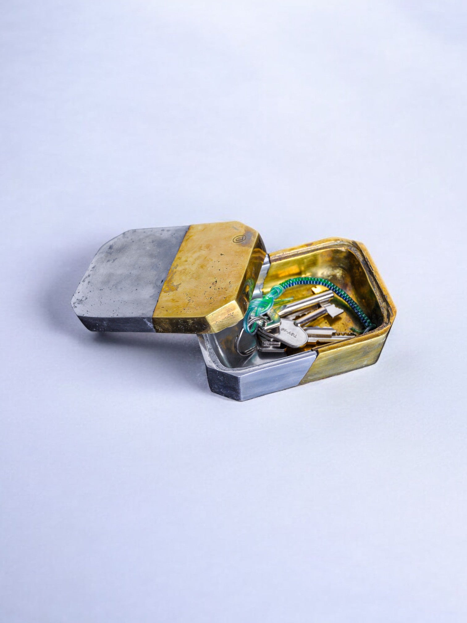 Brutalist box by Léopold, bronze and aluminum, Spain, 1970