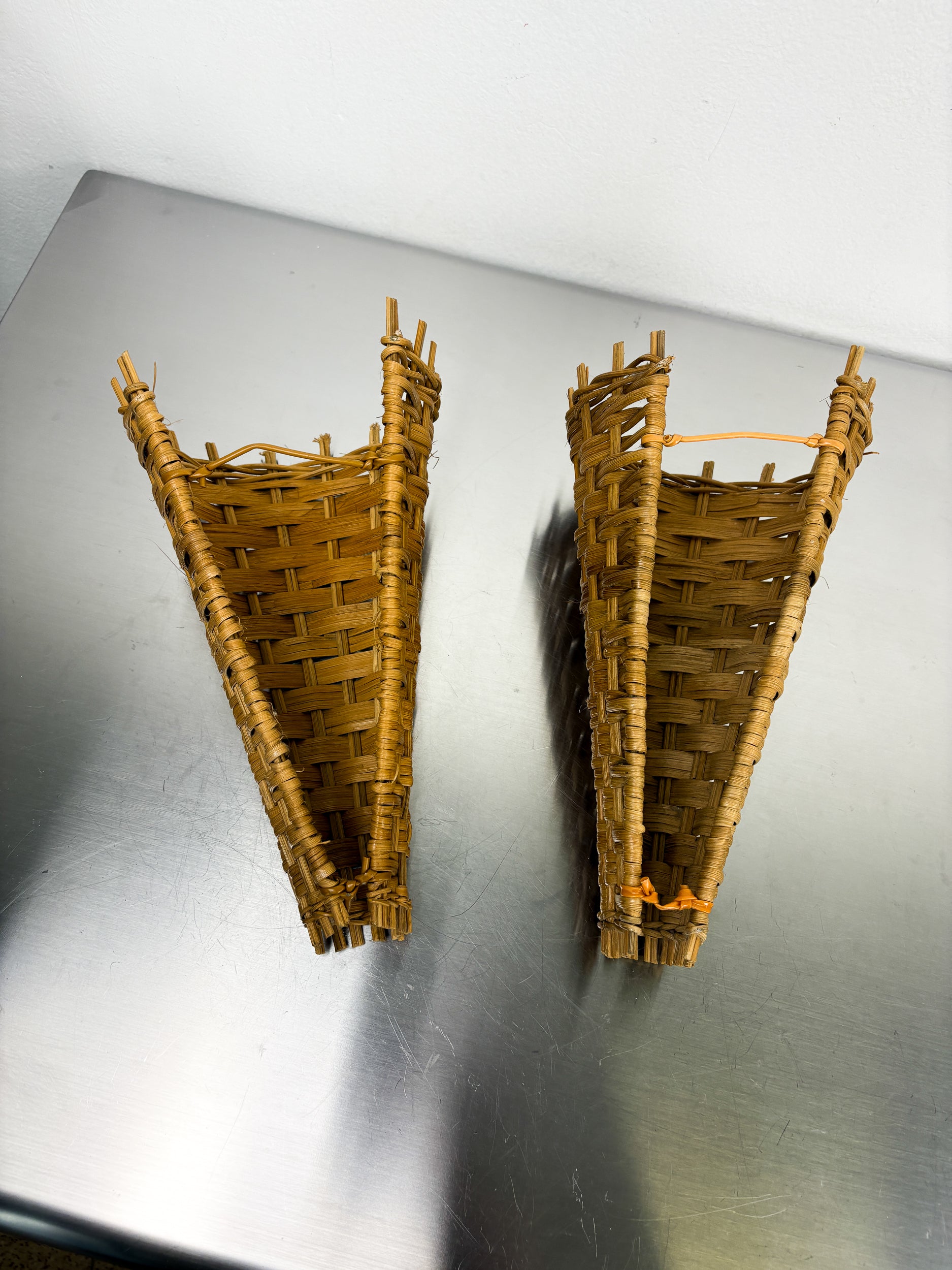 Pair of Mid-Century Rattan Wall Shade, Italy, circa 1960s