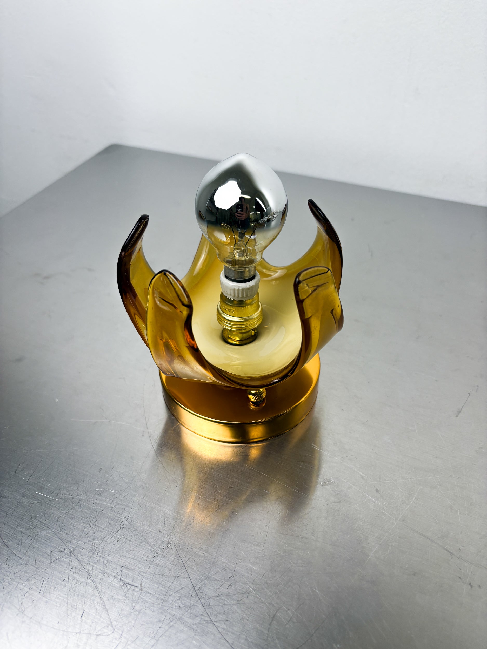 Carlo Nason sconce for Mazzega Murano, Orange murano blown glass Italy, Circa 1970's