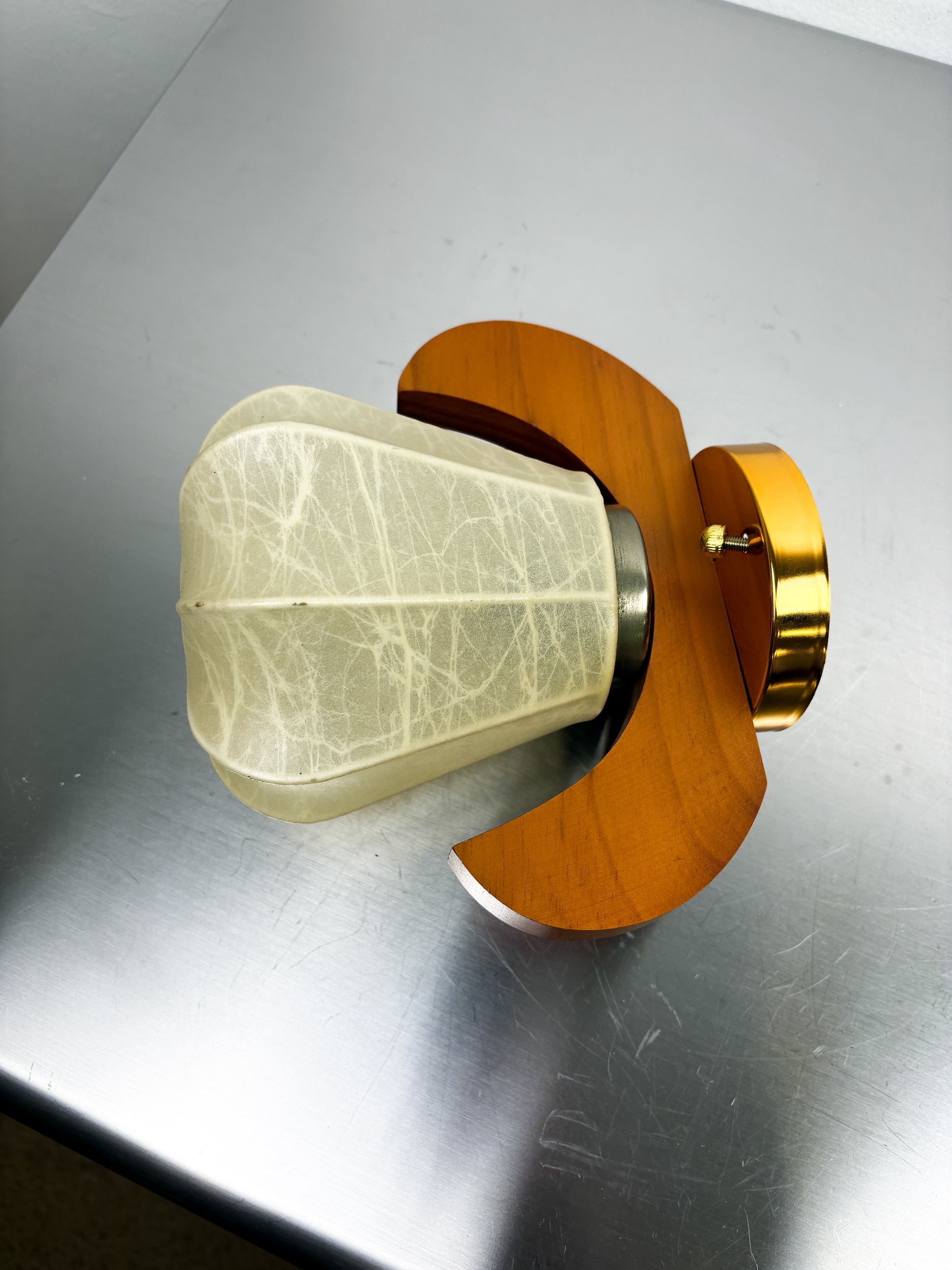 Pear-shaped "Cocoon" wall sconce, resin and pine wood, Italy, 1970's
