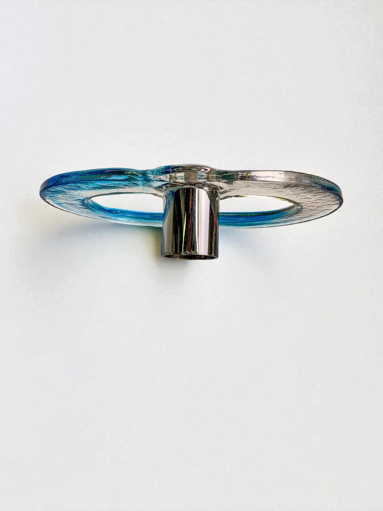 Mazzega Clear & Blue Murano Glass Towel Holder, Italy, 1970